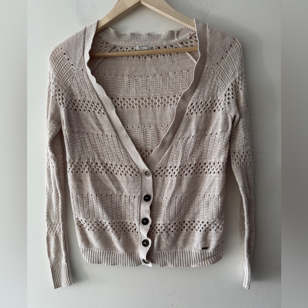 Garage V-Neck‎ Beige Button Cardigan